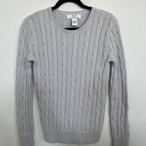 Women’s Light Grey Cable Knit Sweater